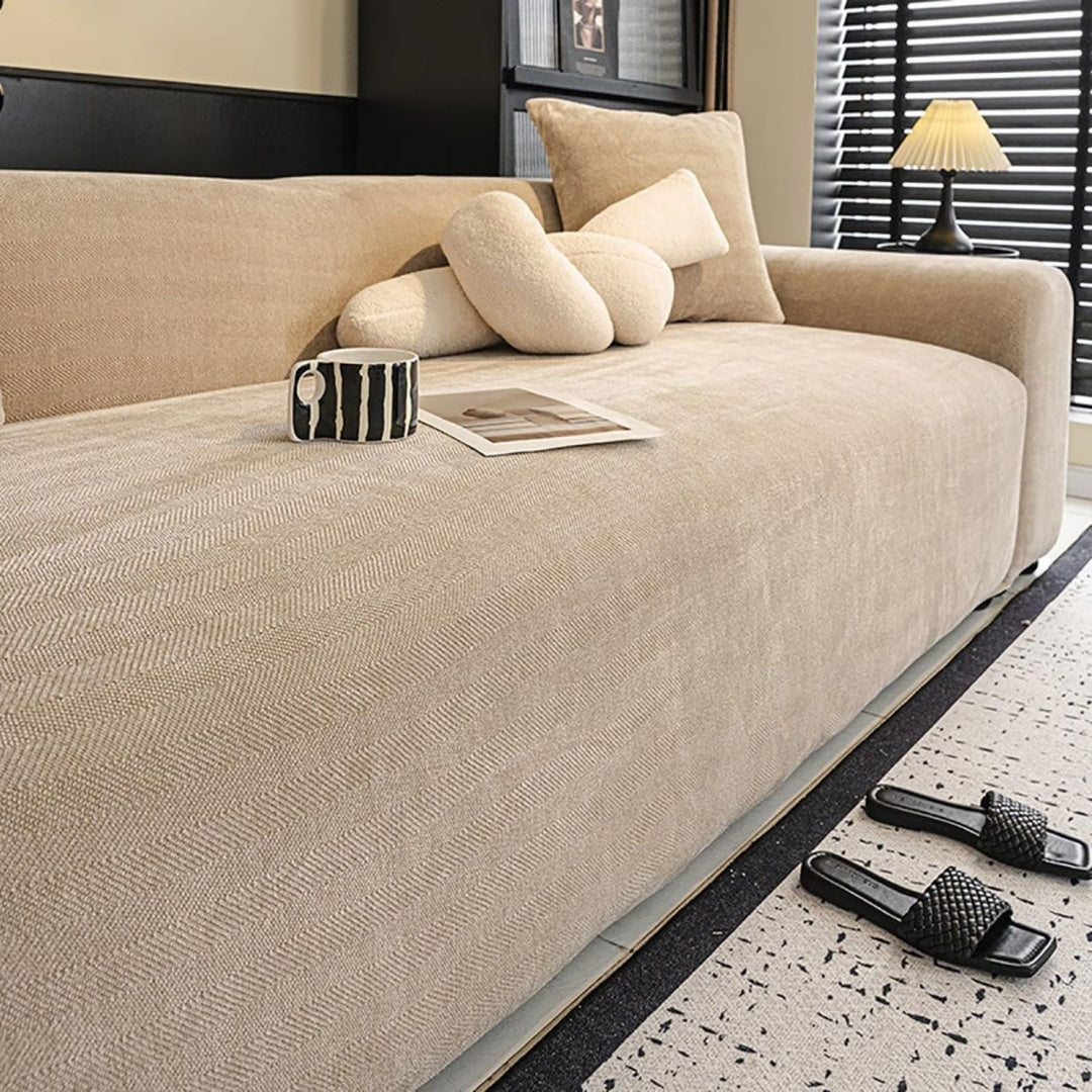 Divano da soggiorno Copridivano ciniglia Elasticizzata coperture Divano beige