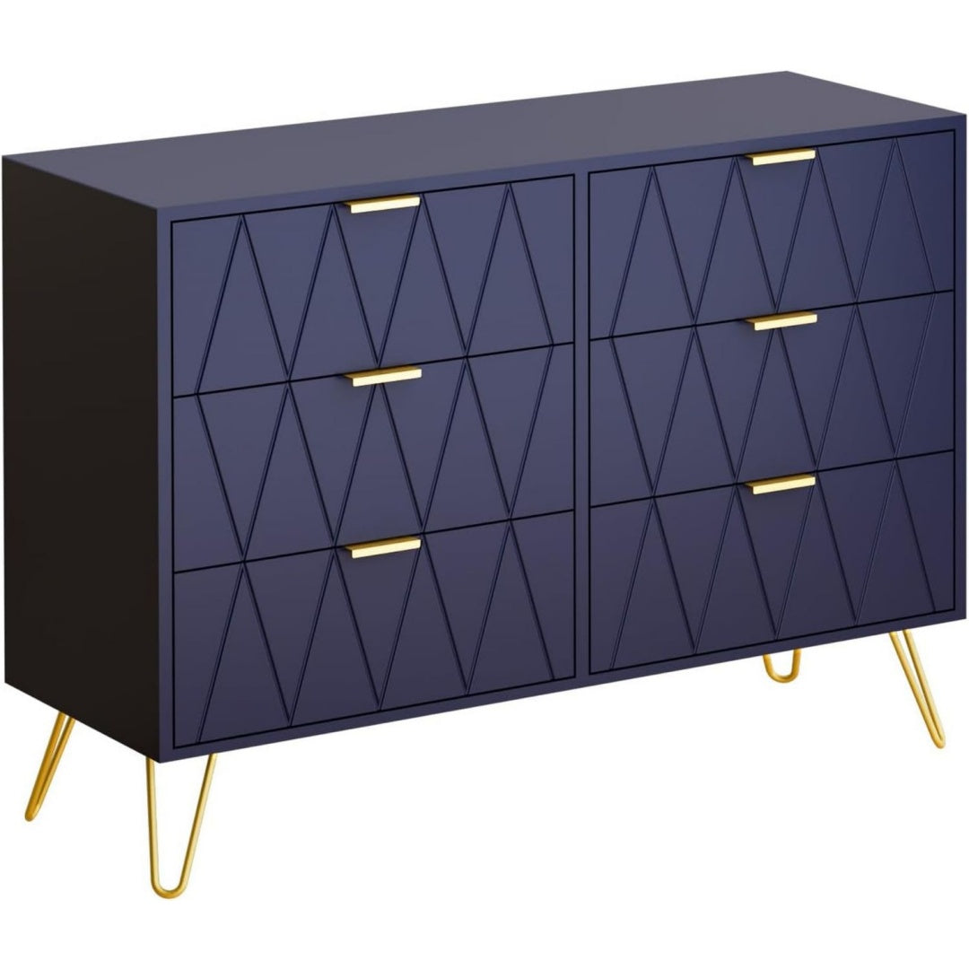 Como e cassettiere con cassetti regolabile blu