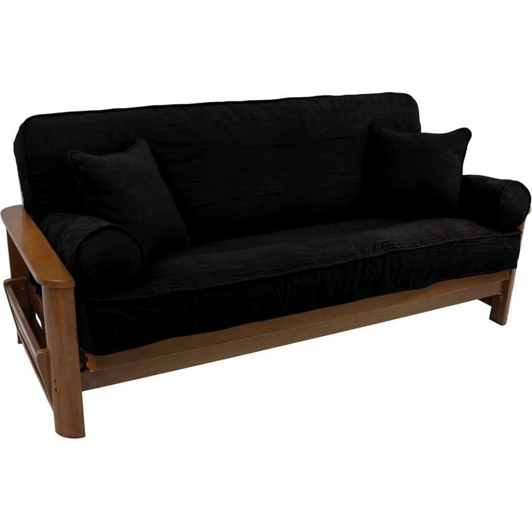 Fodere coprifuton Blazing Needles Solid microsuede doppio filo futon cover nero