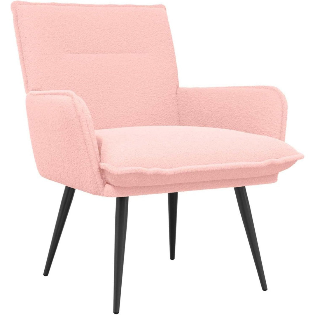 Poltrona da soggiorno con braccioli struttura in metallo rosa