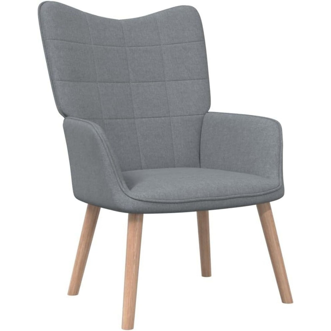 Seduta lounge con braccioli in legno massello grigio chiaro