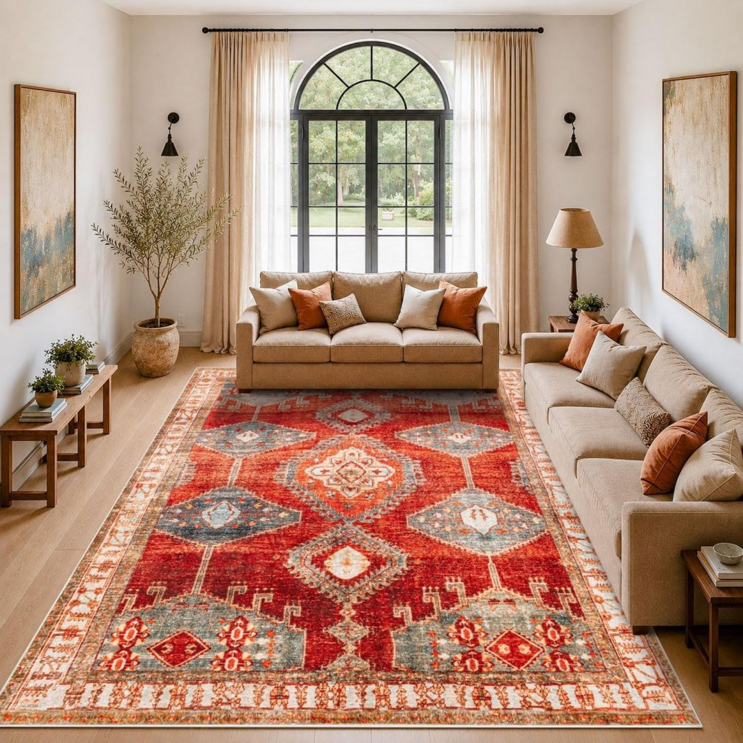 Tappeti di zona stile vintage rosso