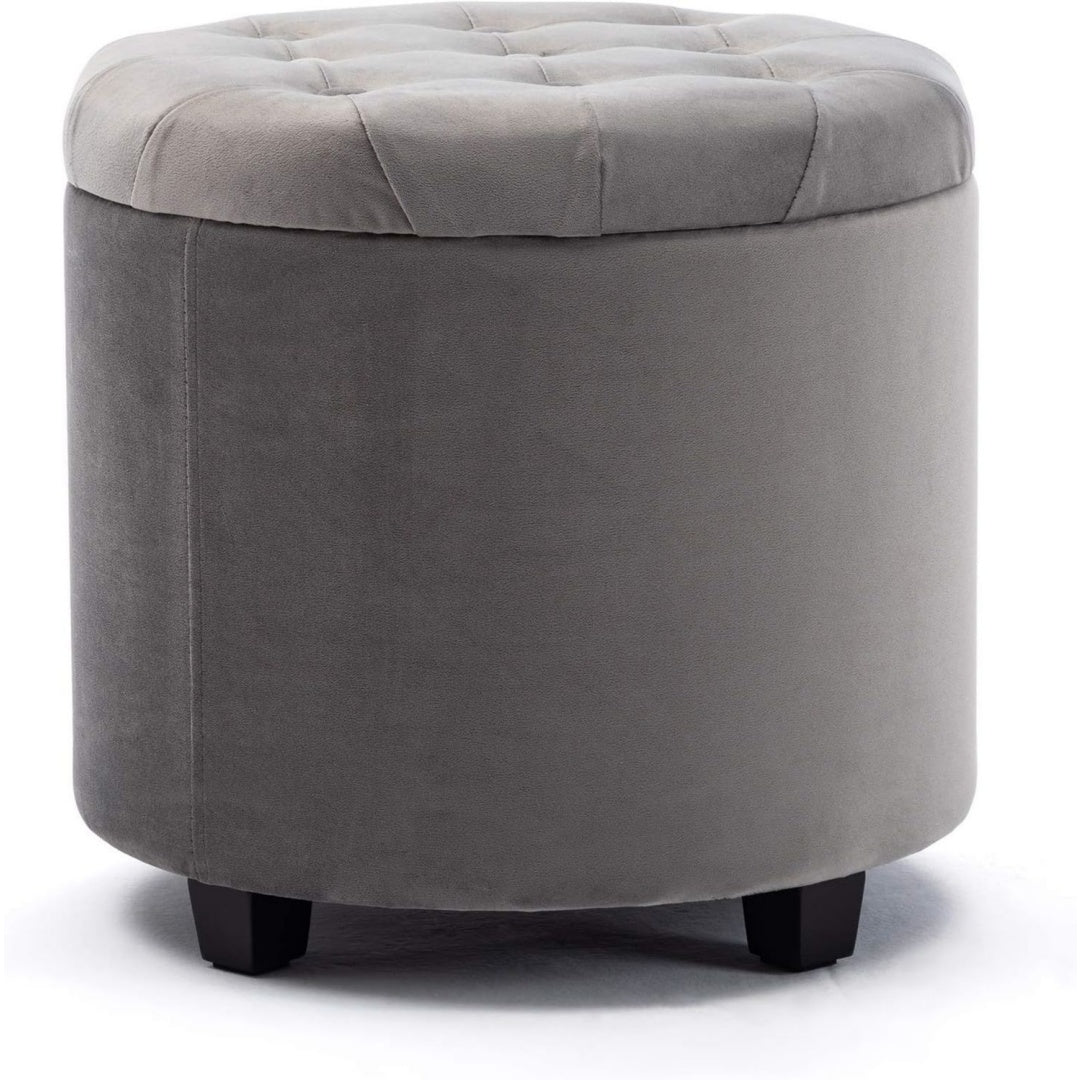 Pouf multifunzione con vano contenitore con poggiapiedi grigio