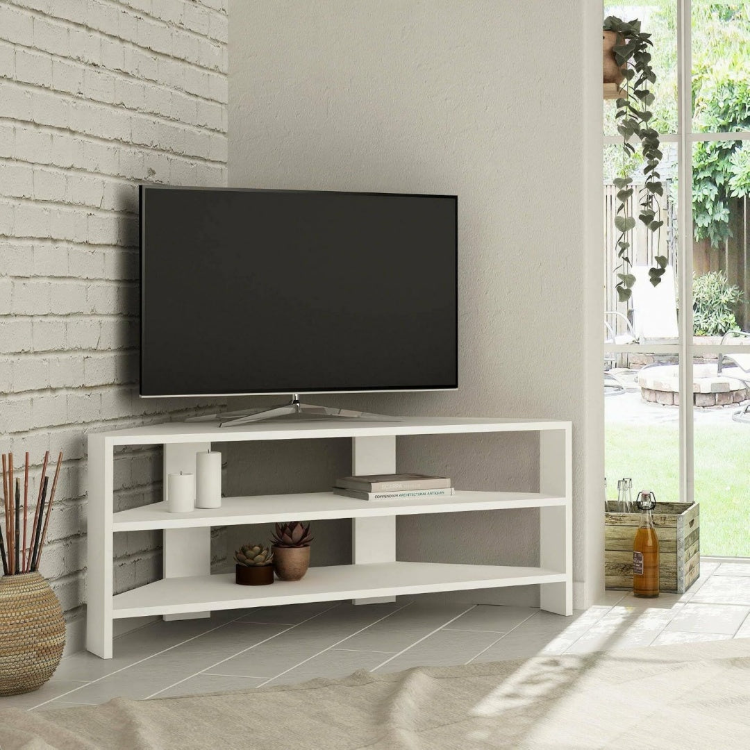 Console porta TV regolabile con ripiani bianco