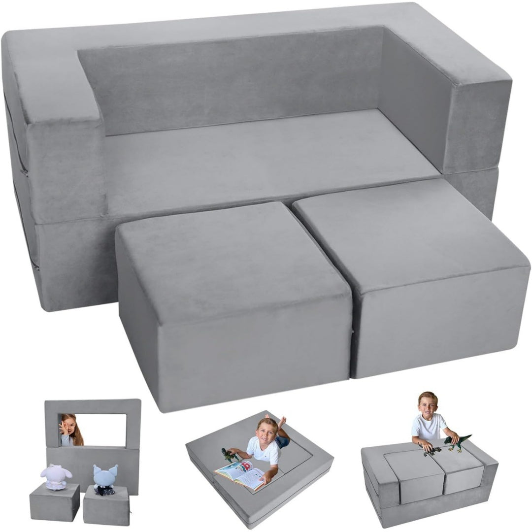 Divano confortevole pieghevole modulare grigio
