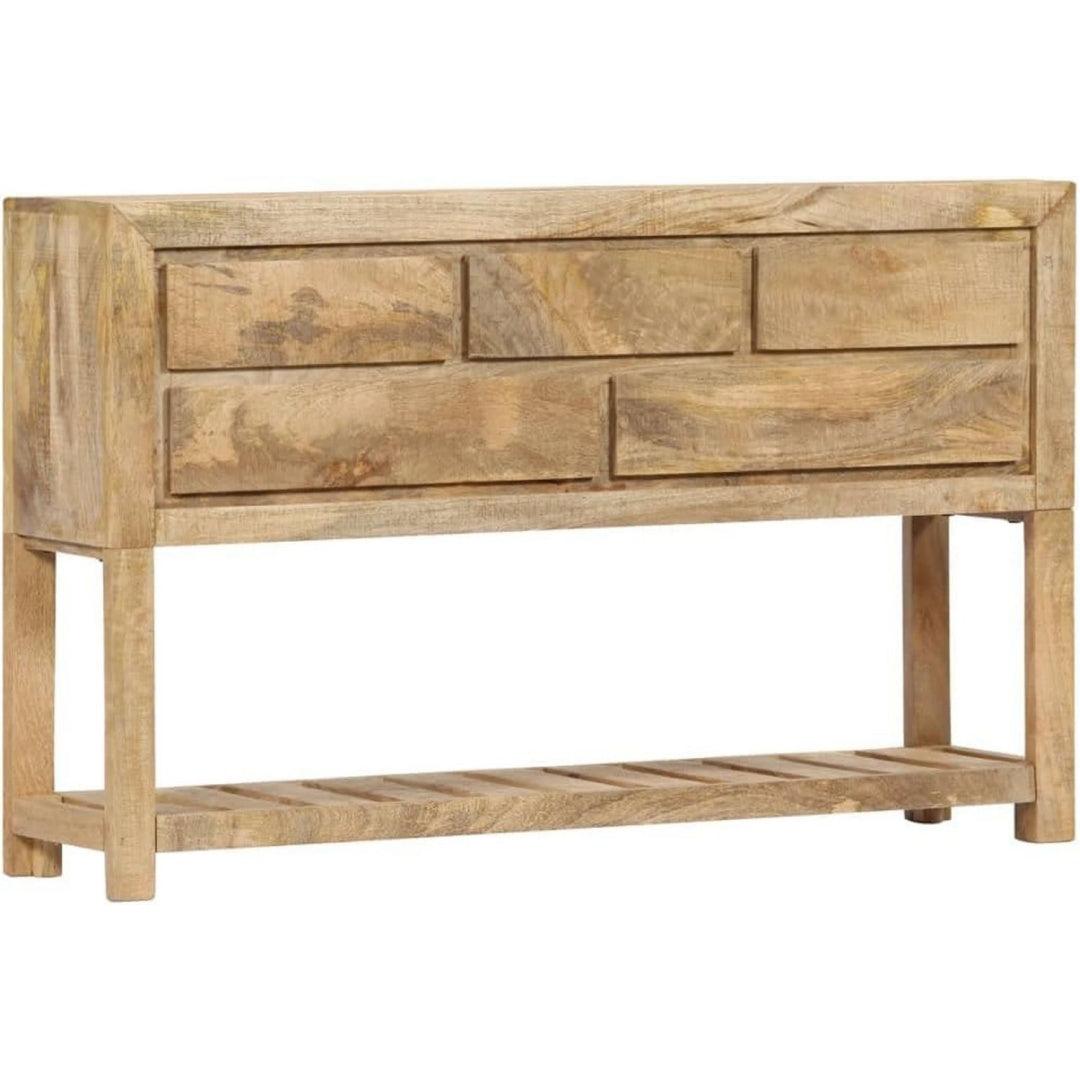 Tavolino laterale in legno massello stile vintage naturale