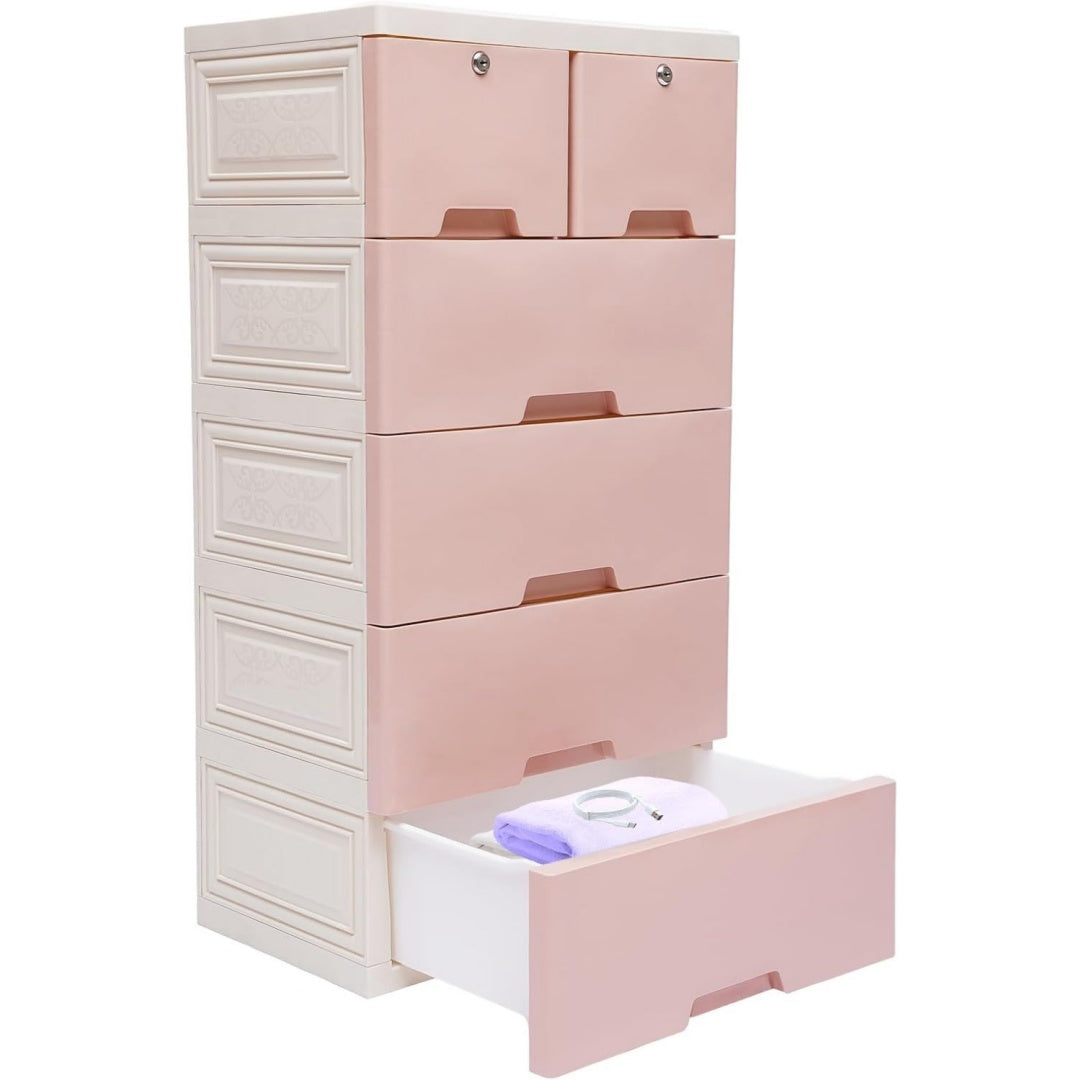 Como e cassettiere su ruote rosa